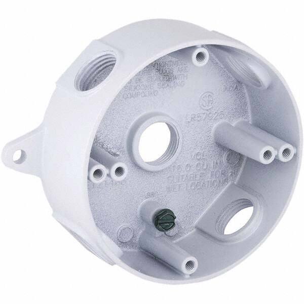 Hubbell-Raco - 5-1/4 x 4.203 x 1-5/8" Aluminum Round Weather Resistant Outlet Box - Americas Industrial Supply