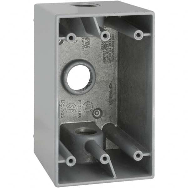 Hubbell-Raco - 4.56 x 2.811 x 2.807" Aluminum Rectangular Weather Resistant Outlet Box - Americas Industrial Supply