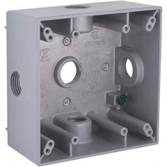 Hubbell-Raco - 4-1/2 x 4-1/2 x 2-1/4" Aluminum Square Weather Resistant Outlet Box - Americas Industrial Supply