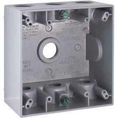 Hubbell-Raco - 4-1/2 x 4-1/2 x 2-1/4" Aluminum Square Weather Resistant Outlet Box - Americas Industrial Supply