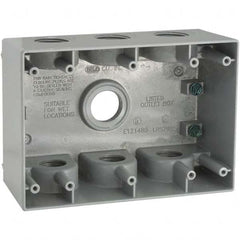 Hubbell-Raco - 4-1/2 x 6-3/8 x 2.781" Aluminum Rectangular Weather Resistant Outlet Box - Americas Industrial Supply