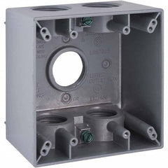 Hubbell-Raco - 4-1/2 x 4-1/2 x 2-5/8" Aluminum Square Weather Resistant Outlet Box - Americas Industrial Supply