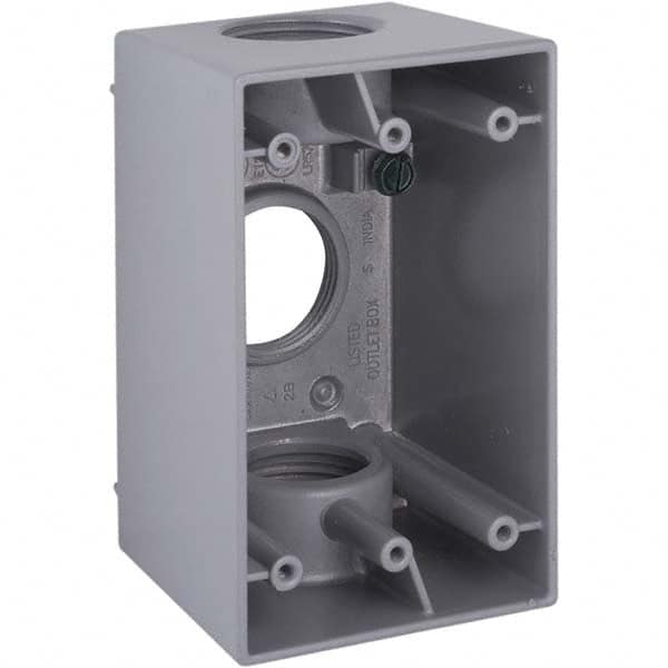 Hubbell-Raco - 4.57 x 2.811 x 2.807" Aluminum Rectangular Weather Resistant Outlet Box - Americas Industrial Supply