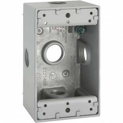 Hubbell-Raco - 4.57 x 2.816 x 2.148" Aluminum Rectangular Weather Resistant Outlet Box - Americas Industrial Supply