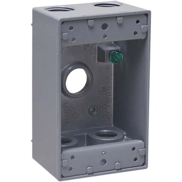 Hubbell-Raco - 4.57 x 2.816 x 2.148" Aluminum Rectangular Weather Resistant Outlet Box - Americas Industrial Supply