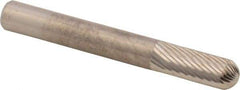 M.A. Ford - 1/4" Cut Diam, 1/4" Shank Diam, Cylinder with Radius Head Double Cut Burr - Carbide, Radius End, 5/8" LOC, 2" OAL - Americas Industrial Supply