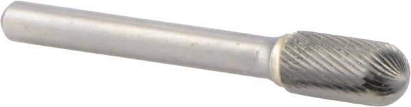 M.A. Ford - 3/8" Cut Diam, 1/4" Shank Diam, Cylinder with Radius Head Double Cut Burr - Carbide, Radius End, 3/4" LOC, 2-3/4" OAL - Americas Industrial Supply