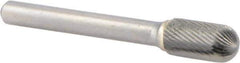 M.A. Ford - 3/8" Cut Diam, 1/4" Shank Diam, Cylinder with Radius Head Double Cut Burr - Carbide, Radius End, 3/4" LOC, 2-3/4" OAL - Americas Industrial Supply