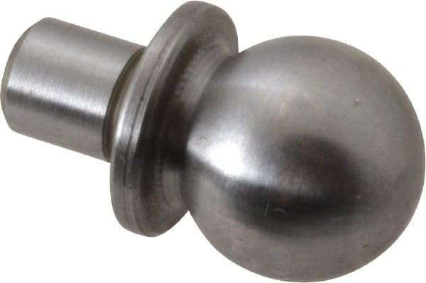 Jergens - 1/2" Ball Diam, 1/4" Shank Diam, Steel Construction Tooling Ball - 5/8" Ball Center to Shank Bottom, 5/16" Ball Center to Shoulder Bottom, with Shoulder - Americas Industrial Supply