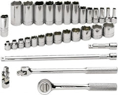 SK - 32 Piece 3/8" Drive Standard Deep Socket Set - 6 Points, 1/4 to 1", Inch Measurement Standard - Americas Industrial Supply