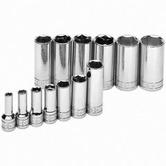 SK - 3/8" Drive Deep Socket Set - 1/4 to 1", Inch Measurement Standard - Americas Industrial Supply