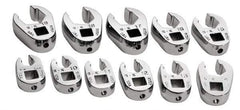 SK - 11 Piece 3/8" Drive Flare Nut Crowfoot Wrench Set - 9 to 19mm, with Tray - Americas Industrial Supply
