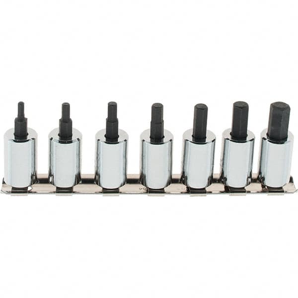 SK - 7 Piece 3/8" Drive Inch Hex Bit Socket Set - 1/8 to 3/8" Hex - Americas Industrial Supply