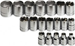 SK - 19 Piece 3/8" Drive Standard Socket Set - 6 Points, 6 to 24mm, Metric Measurement Standard - Americas Industrial Supply