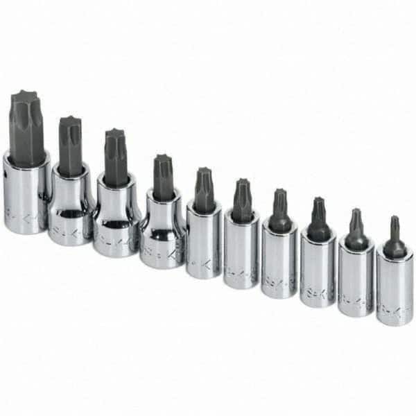 SK - 10 Piece Torx Bit Socket Set - Comes in Rail - Americas Industrial Supply