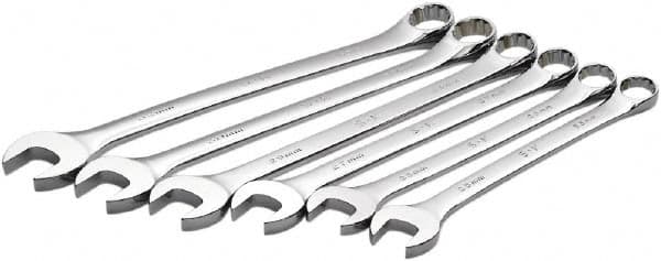 SK - 6 Piece, 25mm to 32mm, 12 Point Combination Wrench Set - Metric Measurement Standard, Full Polish Chrome Finish, Comes in Roll-Up Pouch - Americas Industrial Supply