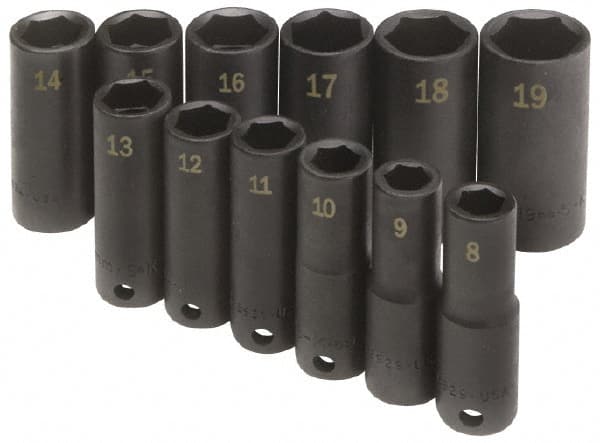 SK - 8 Piece 3/8" Drive Deep Well Impact Socket Set - Americas Industrial Supply
