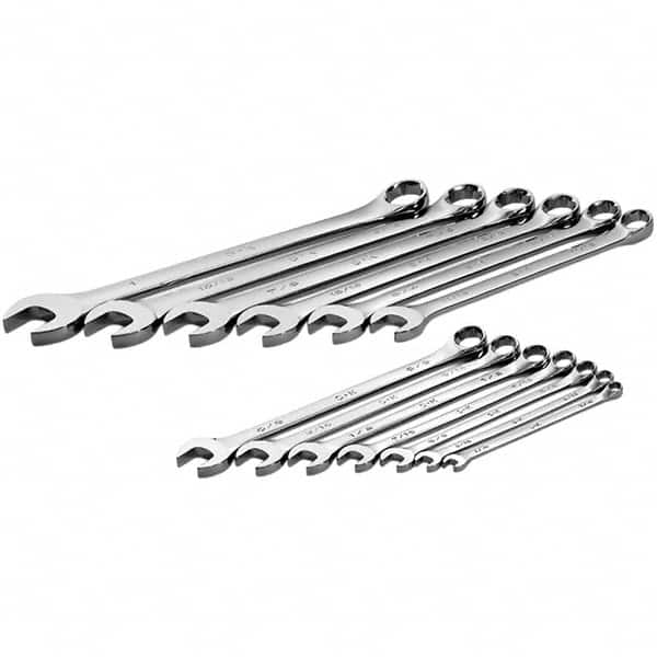 SK - 13 Piece, 1/4 to 1", Combination Wrench Set - Inch System of Measurement, Chrome Finish - Americas Industrial Supply