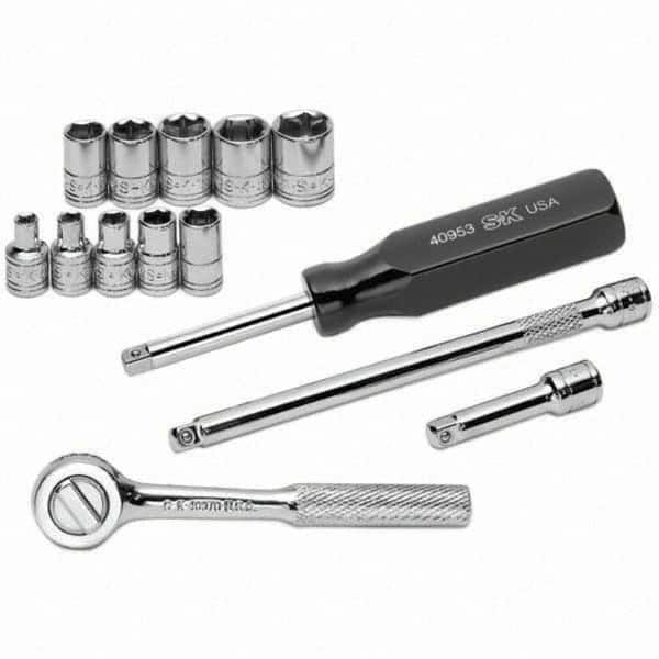 SK - 1/4" Drive Standard Socket Set - 4 to 13mm, Metric Measurement Standard - Americas Industrial Supply