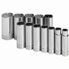 SK - 1/2" Drive Deep Socket Set - 1/2 to 1-1/4", Inch Measurement Standard - Americas Industrial Supply