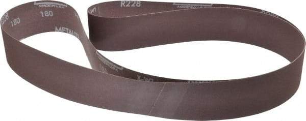 Norton - 2" Wide x 72" OAL, 180 Grit, Aluminum Oxide Abrasive Belt - Aluminum Oxide, Very Fine, Coated, X Weighted Cloth Backing, Series R228 - Americas Industrial Supply