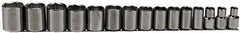 Proto - 15 Piece 1/2" Drive Socket Set - 6 Points, 3/8" to 1-1/4" Range, Inch Measurement Standard - Americas Industrial Supply