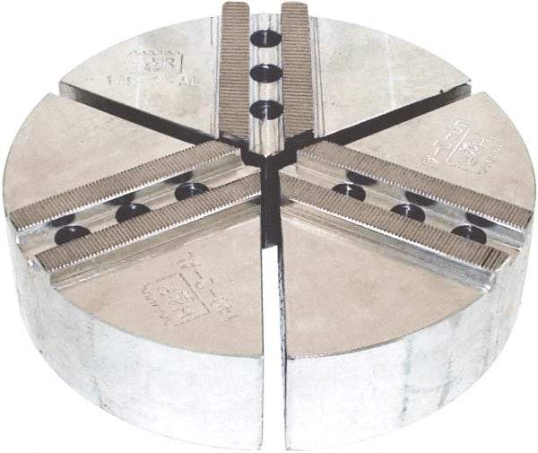 H & R Manufacturing - 15" Chuck Capacity, 1.5mm x 60° Serrated Attachment, Round Soft Lathe Chuck Jaw - 3 Jaws, Aluminum, 1.69" Btw Mount Hole Ctrs, 7-1/2" Long x 15" Wide x 4" High, 0.866" Groove, 20mm Fastener - Americas Industrial Supply