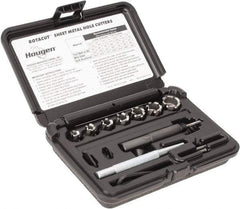 Hougen - 10 Piece, 5/16 to 3/4" Cutter Diam, 1/4" Cutting Depth, High Speed Steel Annular Cutter Set - Bright Finish, 3/8" Shank Diam, 5/16, 3/8, 7/16, 1/2, 9/16, 5/8, 3/4" Cutter Diams - Americas Industrial Supply