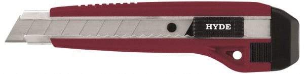 Hyde Tools - Snap Utility Knife - 18mm Blade, Red & Black Polystyrene (High Impact) Handle, 3 Blades Included - Americas Industrial Supply