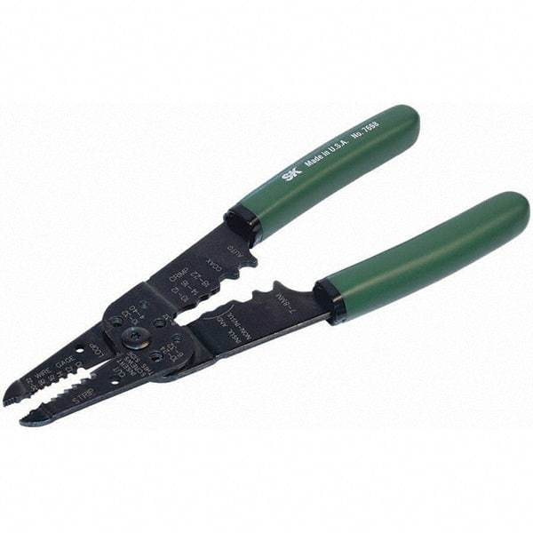 SK - Wire & Cable Strippers - 8" W/CUSHION GRIP CRIMPING/STRIPPING PLIER - Americas Industrial Supply