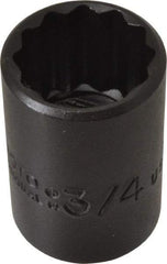 Proto - 3/4", 1/2" Drive, Standard Hand Socket - 12 Points, 1-1/2" OAL, Alloy Steel, Black Finish - Americas Industrial Supply