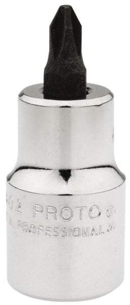 Proto - 1/2" Drive, 5/16" Wide, #2 Point, Phillips Screwdriver Socket - 2-5/32" OAL - Americas Industrial Supply