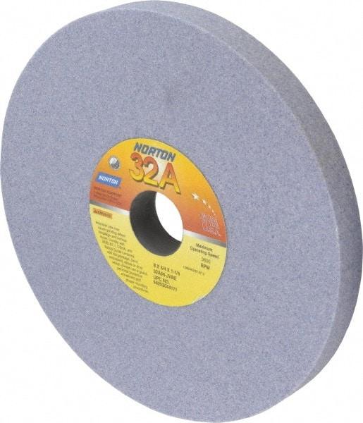 Norton - 8" Diam x 1-1/4" Hole x 3/4" Thick, J Hardness, 60 Grit Surface Grinding Wheel - Aluminum Oxide, Type 1, Medium Grade, 3,600 Max RPM, Vitrified Bond, No Recess - Americas Industrial Supply