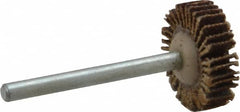 Merit Abrasives - 3/4" Diam x 3/16" Face Width, Medium Aluminum Oxide Coated Mounted Flap Wheel - 1/8" Shank Mount, 80 Grit, Cloth Backing, 35,000 Max RPM - Americas Industrial Supply