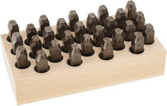 C.H. Hanson - 27 Piece, 3/8" Character Steel Stamp Set - Letters, Low Stress Round Face Dot - Americas Industrial Supply
