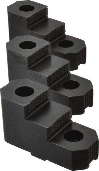 H & R Manufacturing - 10" Max Chuck Diam Compatibility, Mild Carburized Steel Tongue & Groove Hard Lathe Top Jaws - 2 Steps, 1/2" Groove Width, 1-3/4" Wide x 3.92" Long x 2-15/32" High - Americas Industrial Supply