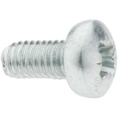 M3x0.5 Coarse 6mm Long Pozi Thread Cutting Screw 12L14 Steel, Pan Head, Self Drilling Point, Zinc-Plated