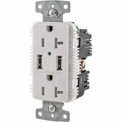 Hubbell Wiring Device-Kellems - USB Receptacles Number of USB Ports: 2 Number of Receptacles: 2 - Americas Industrial Supply