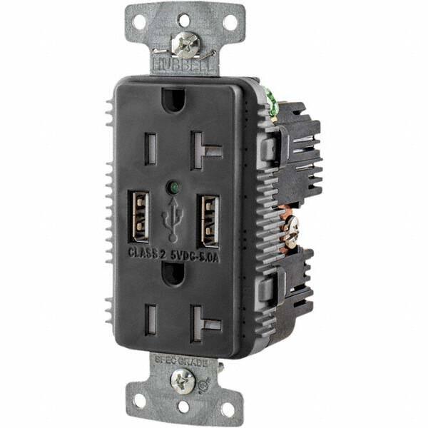 Hubbell Wiring Device-Kellems - USB Receptacles Number of USB Ports: 2 Number of Receptacles: 2 - Americas Industrial Supply