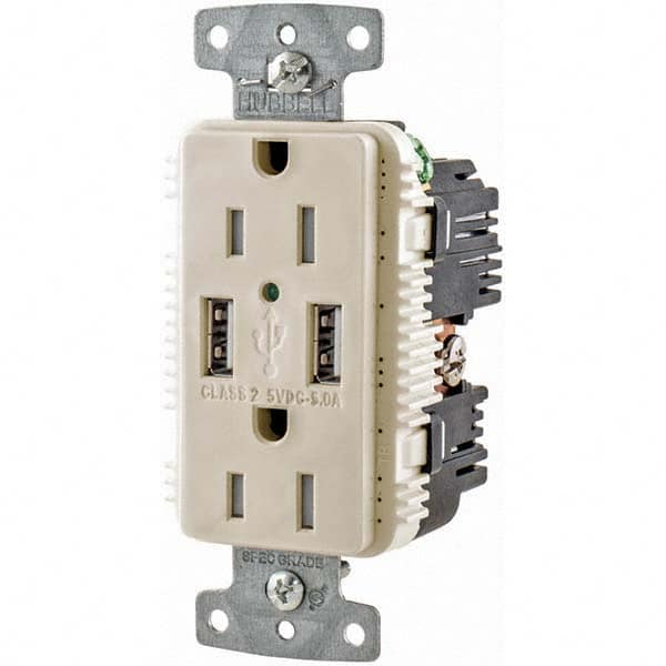 Hubbell Wiring Device-Kellems - USB Receptacles Number of USB Ports: 2 Number of Receptacles: 2 - Americas Industrial Supply