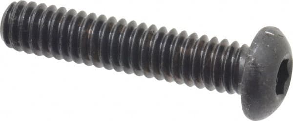 Made in USA - 1/4-20 UNC Hex Socket Drive, Button Screw - Alloy Steel, Black Oxide Finish, Fully Threaded, 1-1/4" Length Under Head - Americas Industrial Supply
