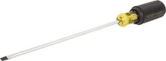 Stanley - 3/16" Blade Width, 11-3/4" OAL Cabinet Slotted Screwdriver - 8" Blade Length, Round Shank, Acetate with Rubber Grip Handle - Americas Industrial Supply
