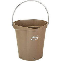 Vikan - 1-1/2 Gal, 7.1" High, Polypropylene Round Brown Single Pail with Pour Spout - Handle Included, 10" Top Diam - Americas Industrial Supply