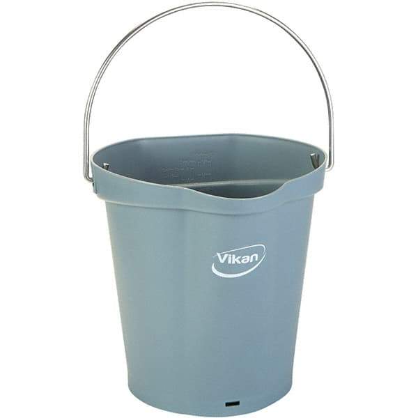 Vikan - 1-1/2 Gal, 7.1" High, Polypropylene Round Gray Single Pail with Pour Spout - Handle Included, 10" Top Diam - Americas Industrial Supply