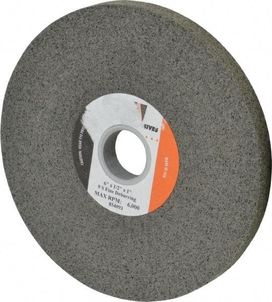 Standard Abrasives - 6" Diam, 1/2" Face Width, 1" Center Hole, Fine Grade, Silicon Carbide Deburring Wheel - Convolute, Hard Density 9 Grade, 6,000 RPM - Americas Industrial Supply