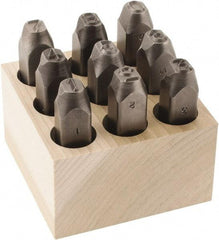 C.H. Hanson - 9 Piece, 3/8" Character Steel Stamp Set - Figures, Reverse - Americas Industrial Supply