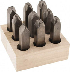 C.H. Hanson - 9 Piece, 1/2" Character Steel Stamp Set - Figures, Reverse - Americas Industrial Supply