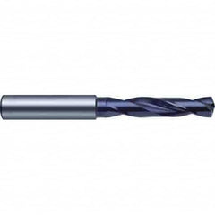 Guhring - 5.25mm 140° Spiral Flute Solid Carbide Screw Machine Drill Bit - FIREX Finish, Right Hand Cut, 28mm Flute Length, 66mm OAL, SU Point, Straight Shank, Through Coolant - Americas Industrial Supply