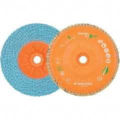 WALTER Surface Technologies - 40 Grit, 6" Disc Diam, 5/8-11 Center Hole, Type 27 Zirconia Alumina Flap Disc - 10,200 Max RPM, Polyester Backing, Arbor Attaching System, Coated - Americas Industrial Supply