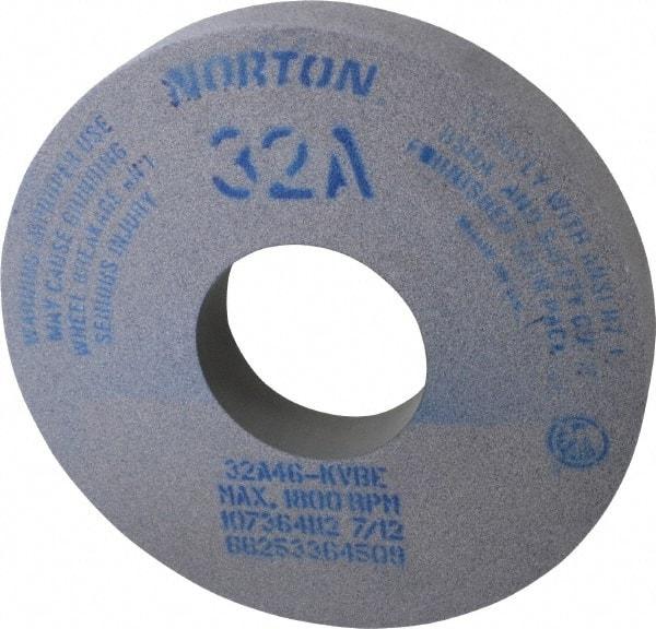 Norton - 14" Diam x 5" Hole x 2" Thick, K Hardness, 46 Grit Surface Grinding Wheel - Aluminum Oxide, Type 1, Coarse Grade, 1,800 Max RPM, Vitrified Bond, No Recess - Americas Industrial Supply